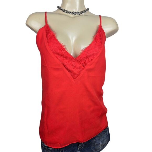 Socialite Cami Tank Top S Coral V-Neck Lace Strap Fairycore Coquette - Picture 1 of 6